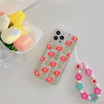 Amazon For Iphone用のかわいいカラフルな花のブレスレット電話ケース Pro Max X Xr Xs Max Soft Clear Cover Hand Chian Rope Shell Funda Es53 2 For Iphone12 ケース カバー 通販