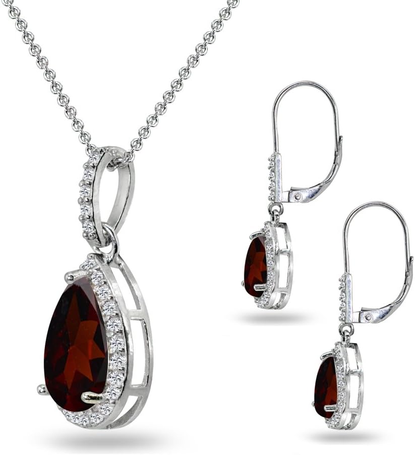Jewelry Sets for Women, Necklace and Earring Sets for Women, Birthstone Jewelry, Genuine or Synthetic Gemstones, Teardrop Necklace and Dangle Earrings, Pendant Necklace, Sterling Silver Jewelry - Image 9