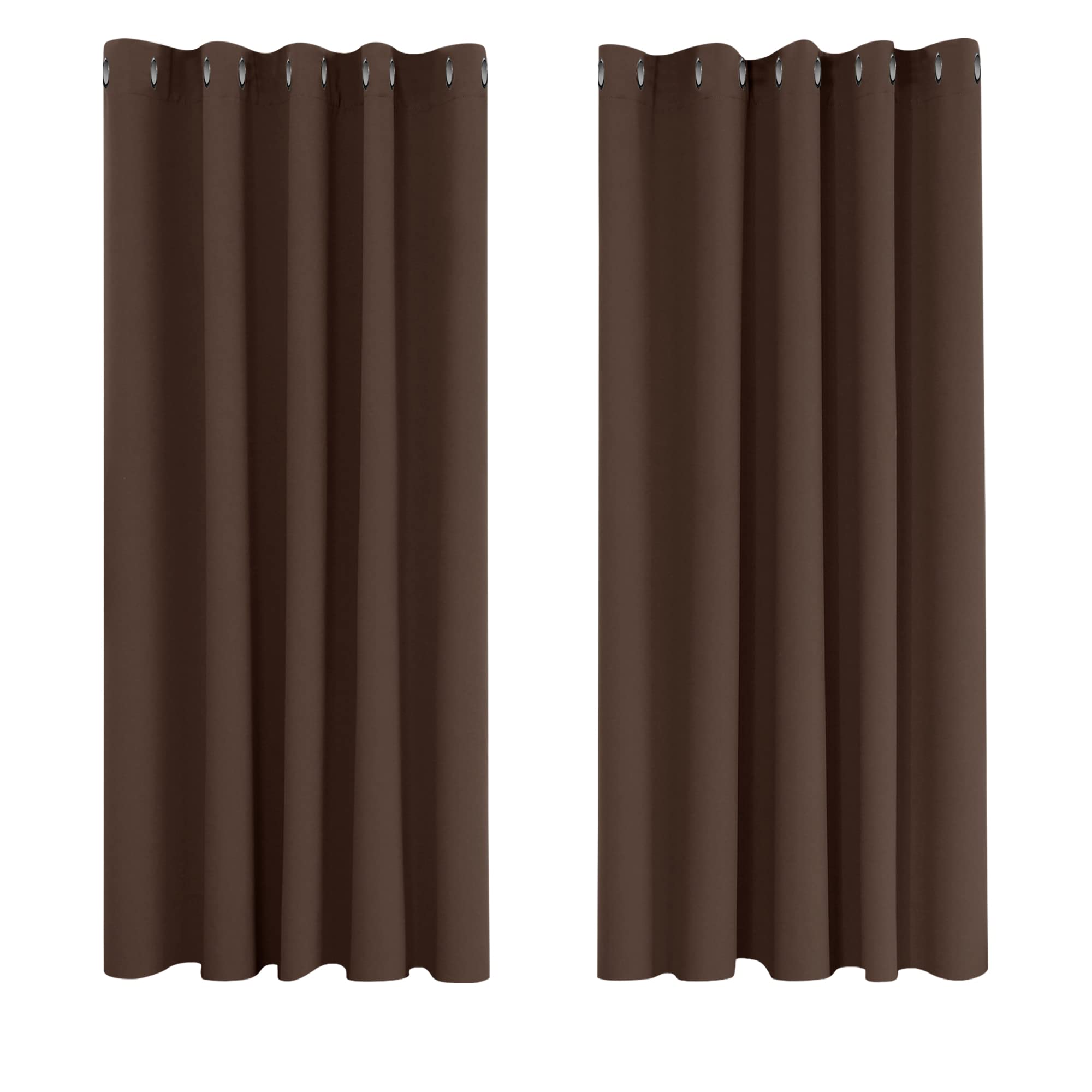 Deconovo Dark Mocha Curtains Mocha Super Soft Thermal Insulated Eyelet Blackout Curtains Bedroom 66 X 54 Inch Drop 2 Panels
