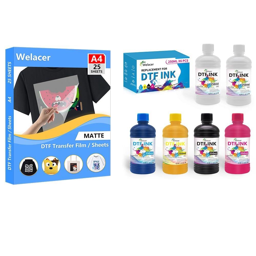 Save 20% on Welacer DTF Film A4 25 Sheets and DTF INK 250mlx6