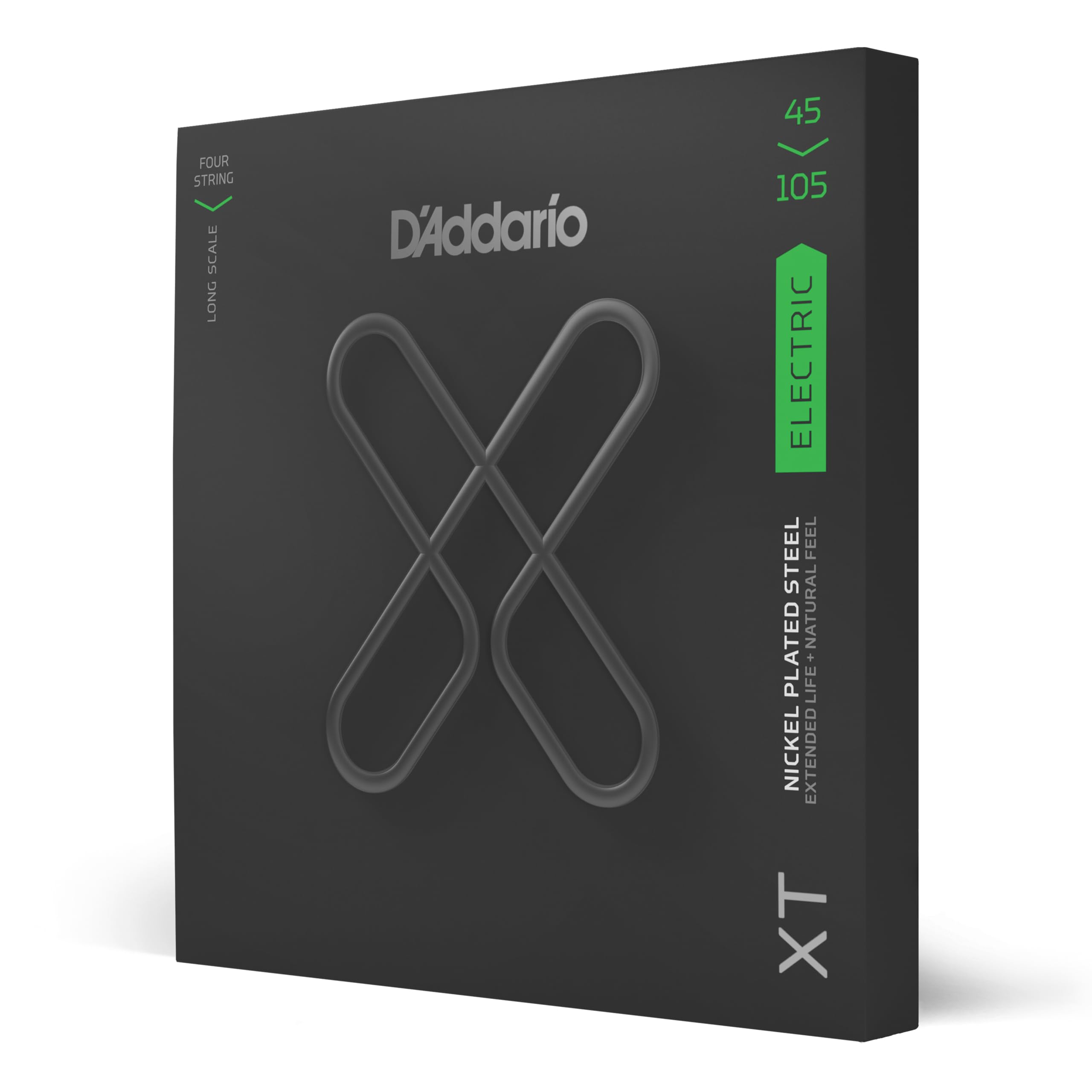 D'Addario XTB45105, XT Bass Guitar Strings Nickel Plated Steel, Light Top/Medium Bottom, Long Scale, 45-105