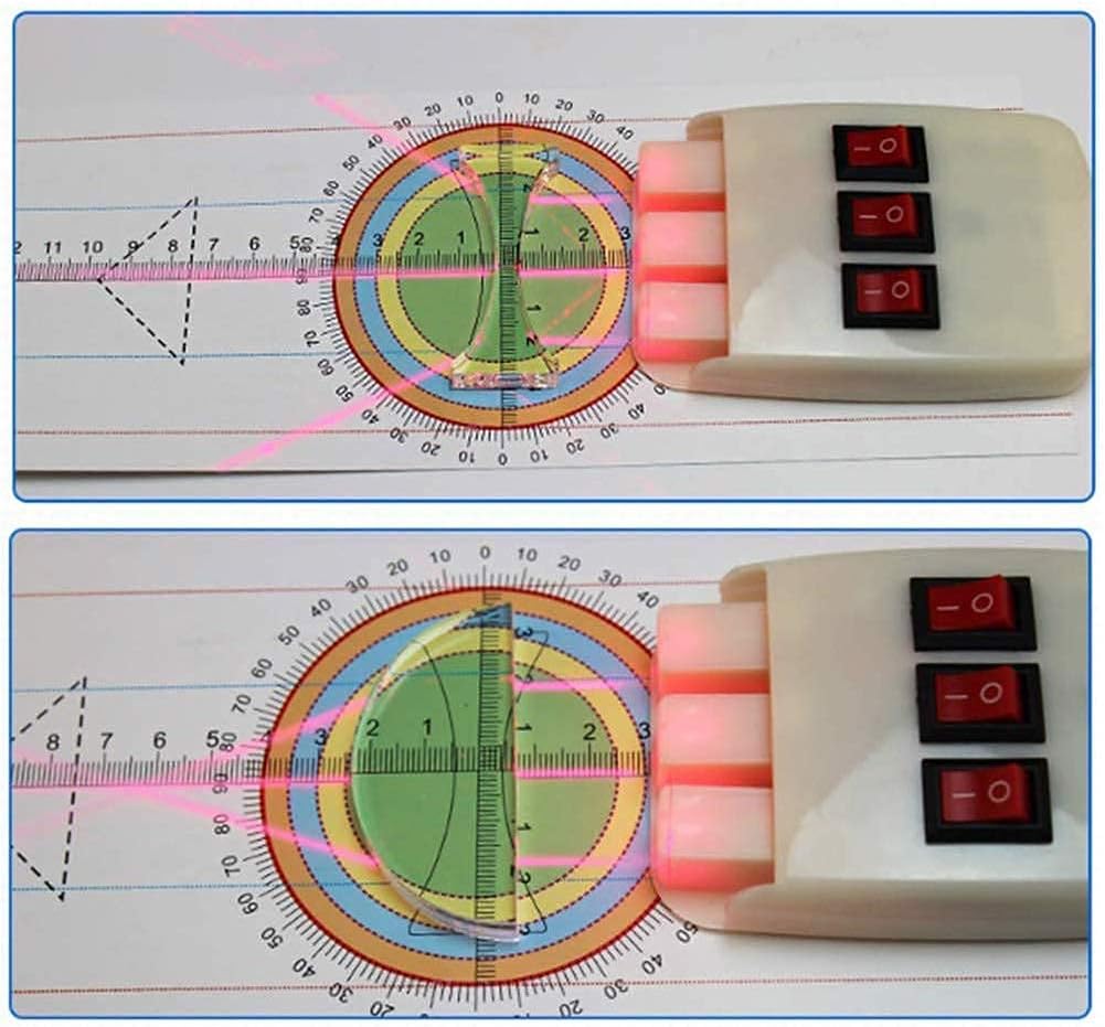 The Experiment Kit for Physical Optics Tri-Prism Concave Convex Lens Disrupting Mirror Optical Bench Rainbow Mirror Parallel Light Source Imaging