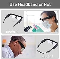 Vista 6 de Lupas profesionales con 5 lentes desmontables de 0.75 x 4.0 x y 3 luces LED, lupa recargable manos libres para trabajo cercano, manualidades y Negro