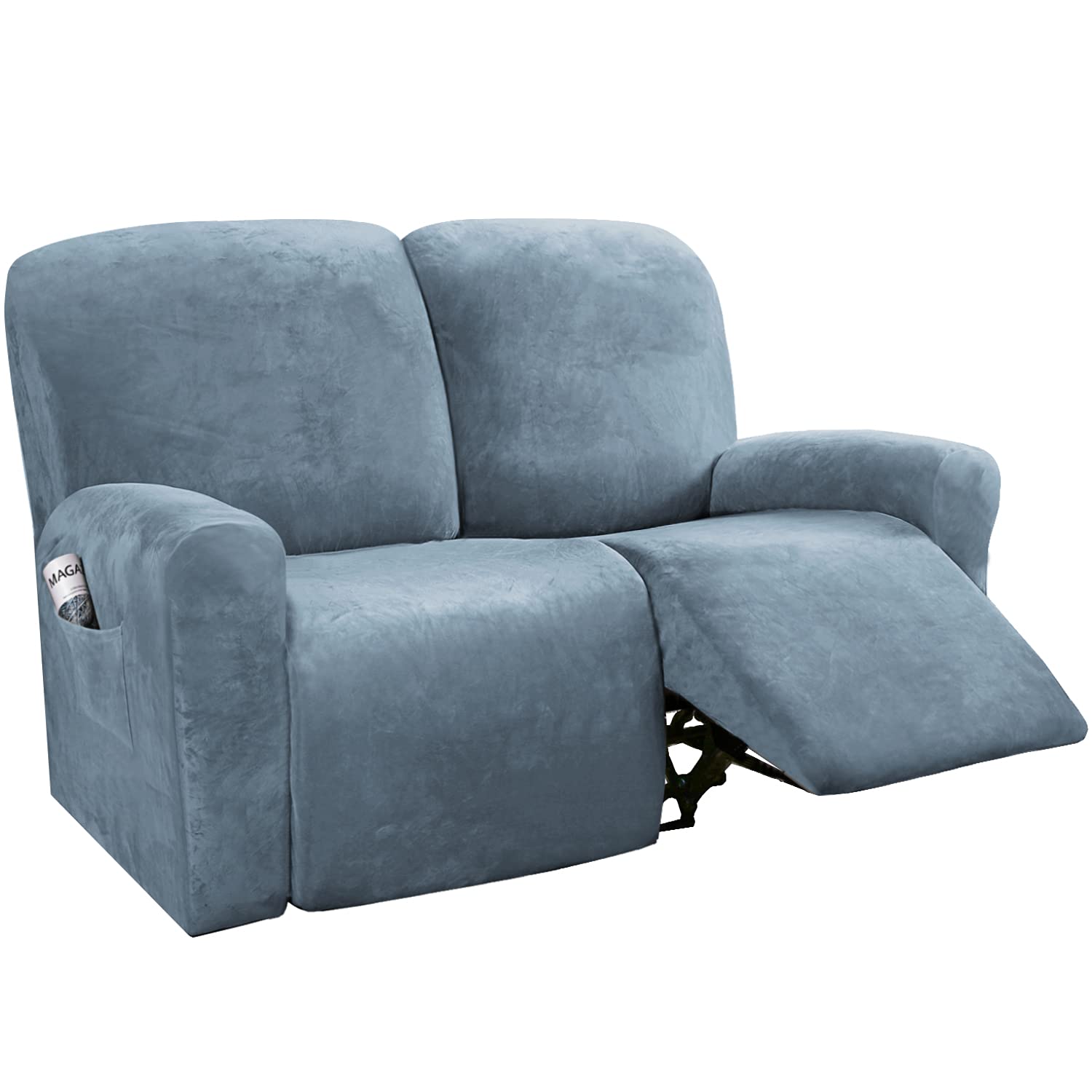 Smarcute 6 Piece Recliner Chair Cover Velvet Stretch Reclining Sofa Cover Couch Cover for 2 Cushion...