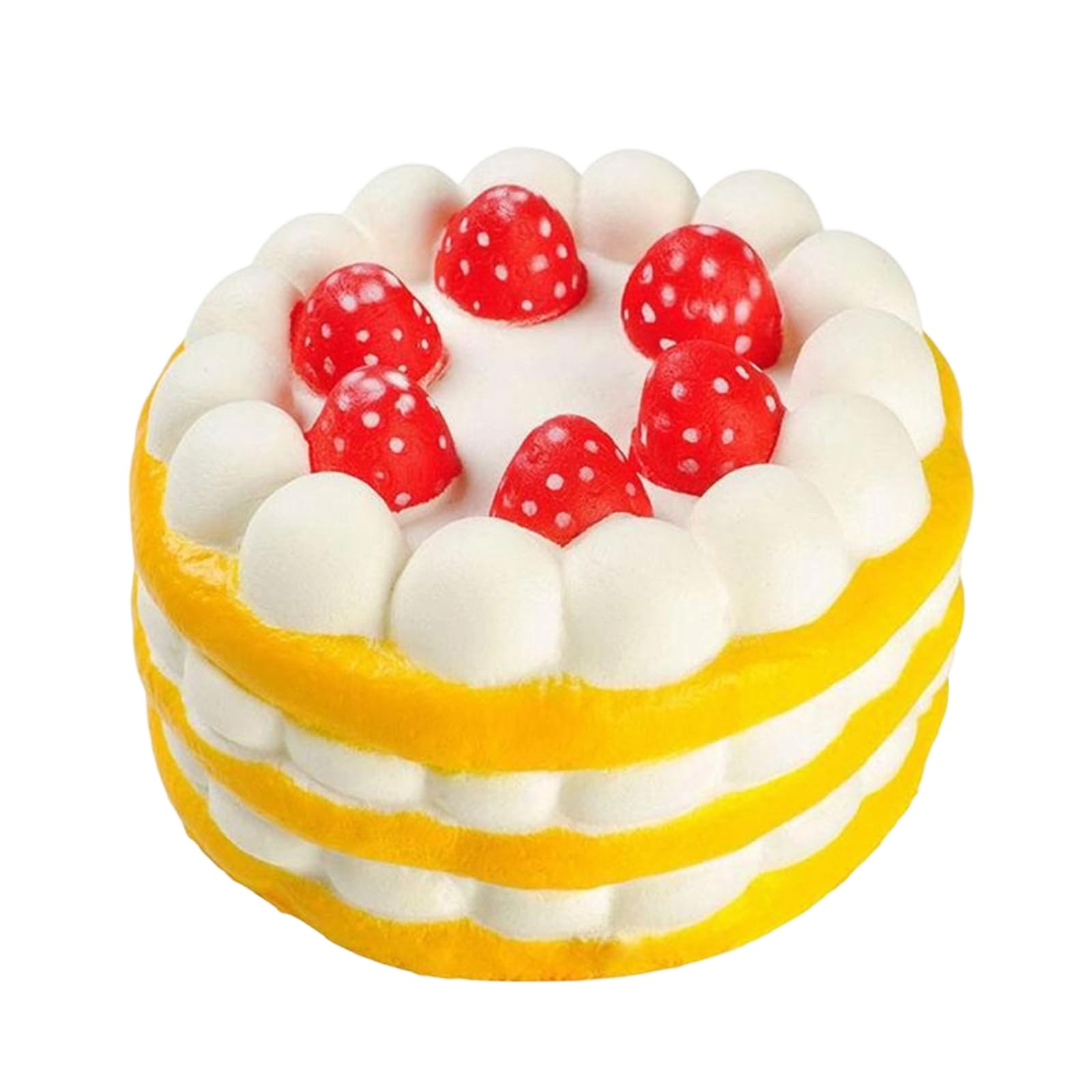 Squishy Strawberry Cake Toy, Soft Creamy Fidget Toy for Adults, Slow Rising Stress Relief Sensory Toy, Cute Kawaii Desk Decor, Novelty Gift for Home Office Travel (Yellow)