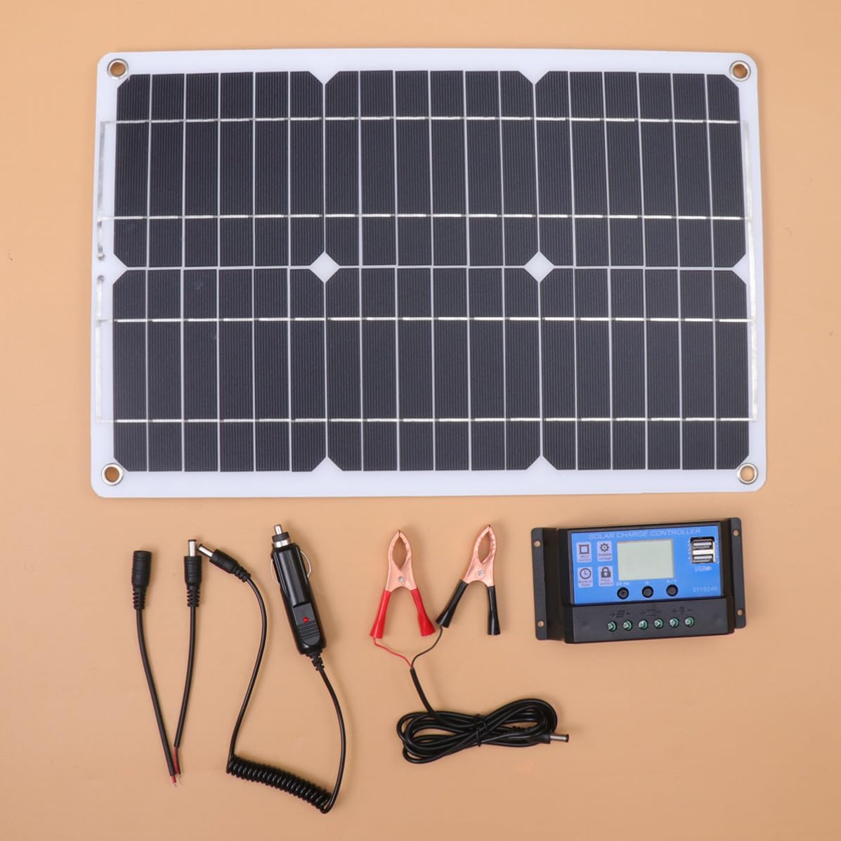 Pannello Solare Monocristallino 18w 5v 12v Nero con Foro