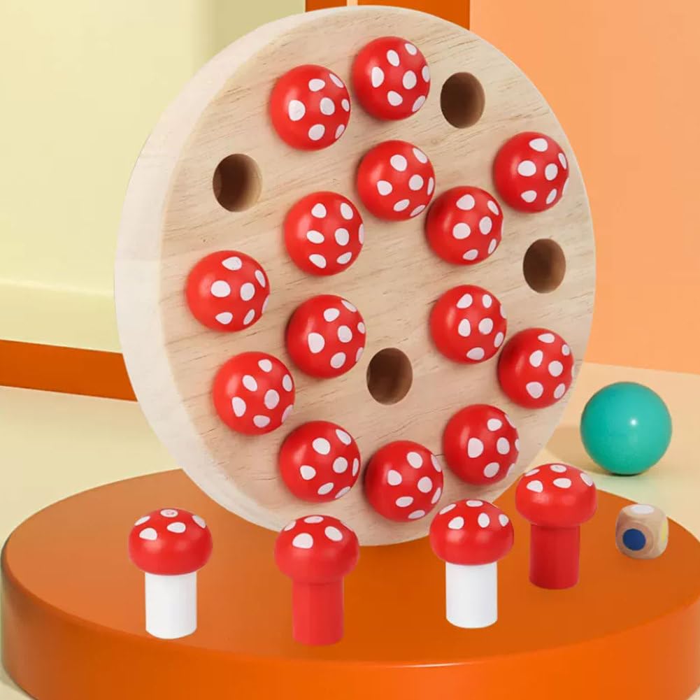 Montessori 2-in-1 Holzspielzeug Pilz- und Karotten-Zuordnungsspiel | Farb-Memory-Brettspiel, Konzentrationstraining Sensorisches Spielzeug, Eltern-Kind Interaktives Pädagogisches Tischpuzzle