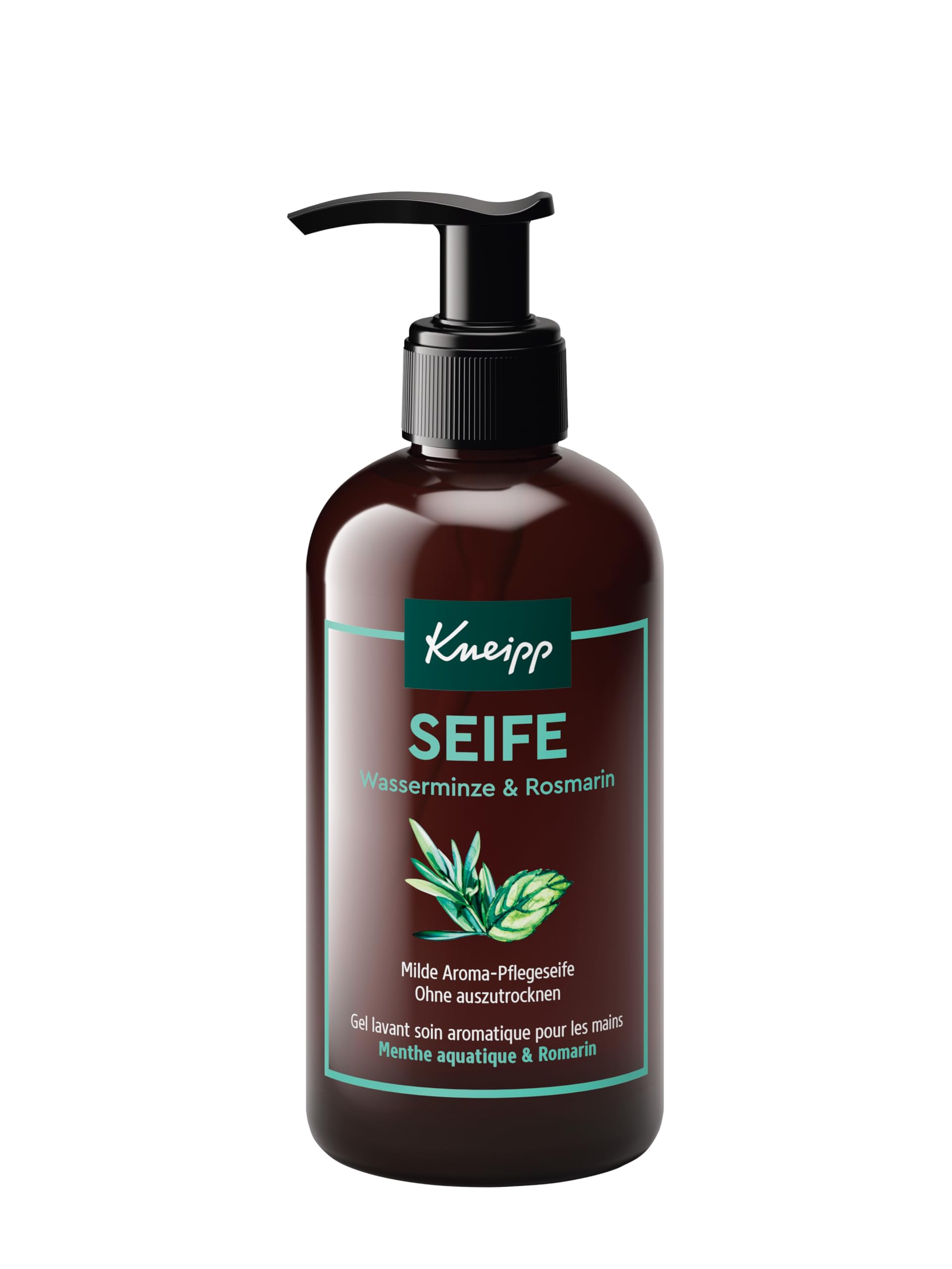 Kneipp Milde Aroma-Pflegeseife Wasserminze Rosmarin - milde Seife für eine gründliche Handreinigung, natürliche ätherische Öle für ein besonderes Dufterlebnis - 250 ml