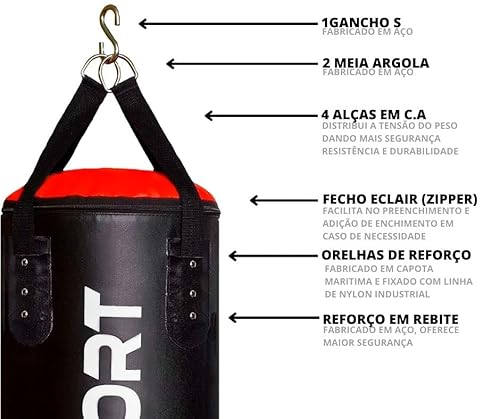 SACO DE PANCADA BOXE PROFISSIONAL 160 CM STYLO
