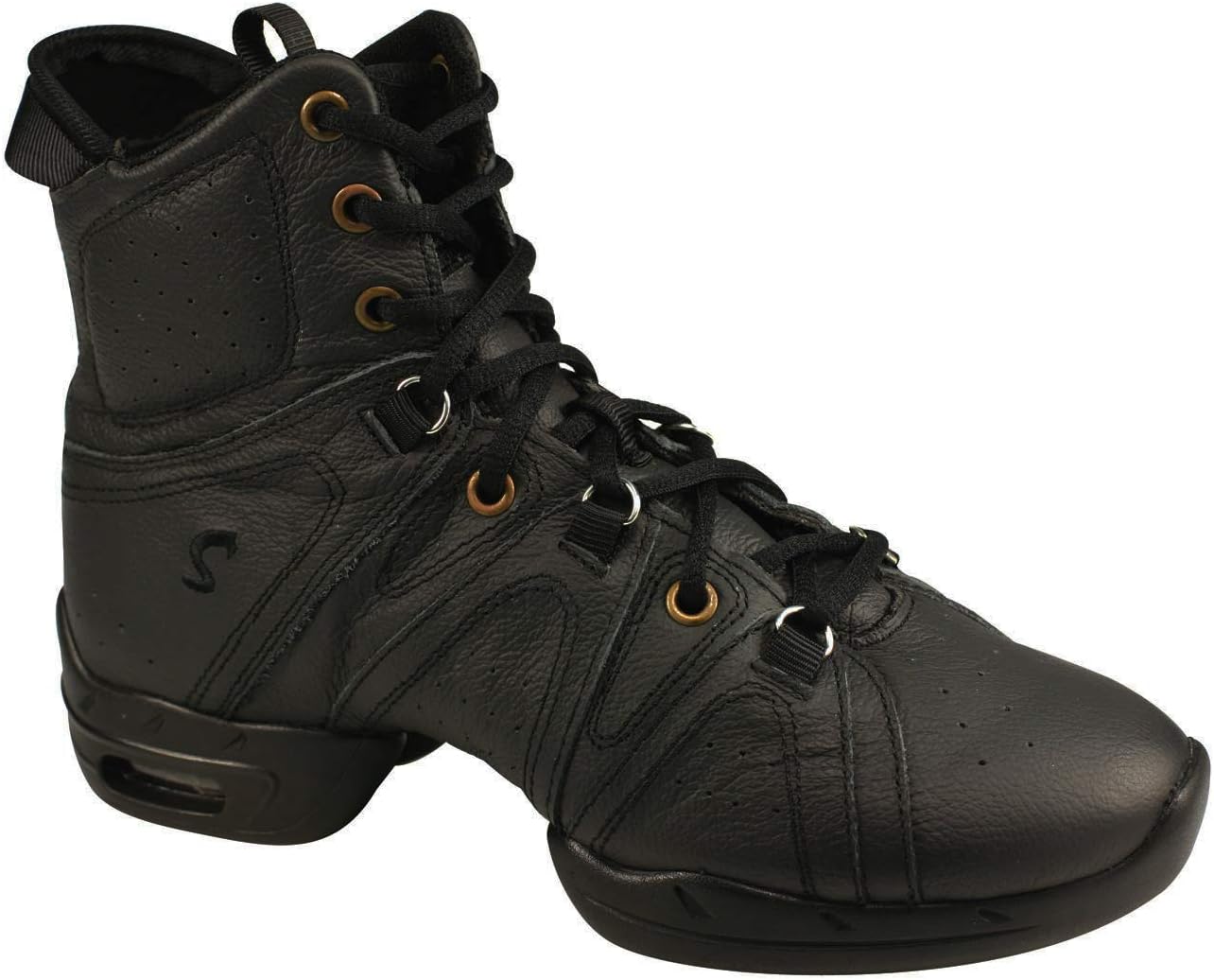 Skazz by Sansha Womens High Boots Dance Studio Exercise Sneakers Leather Split-Sole with air Cushion Vortex, Black,9.5