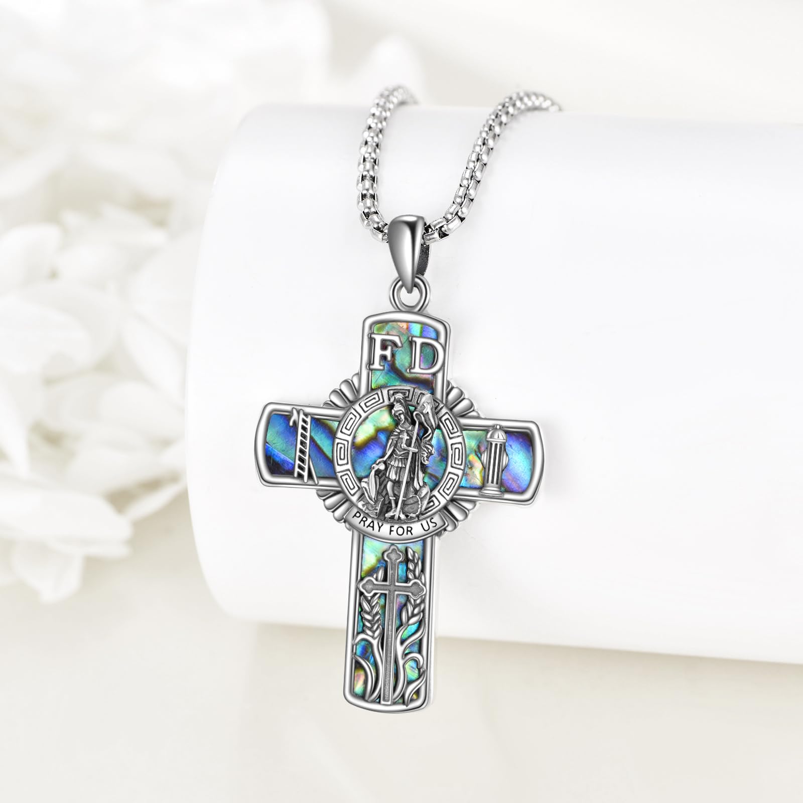 YFN Religiöse Beschützer Halskette Sterling Silber Anhänger Schmuck Geschenk für Herren Damen