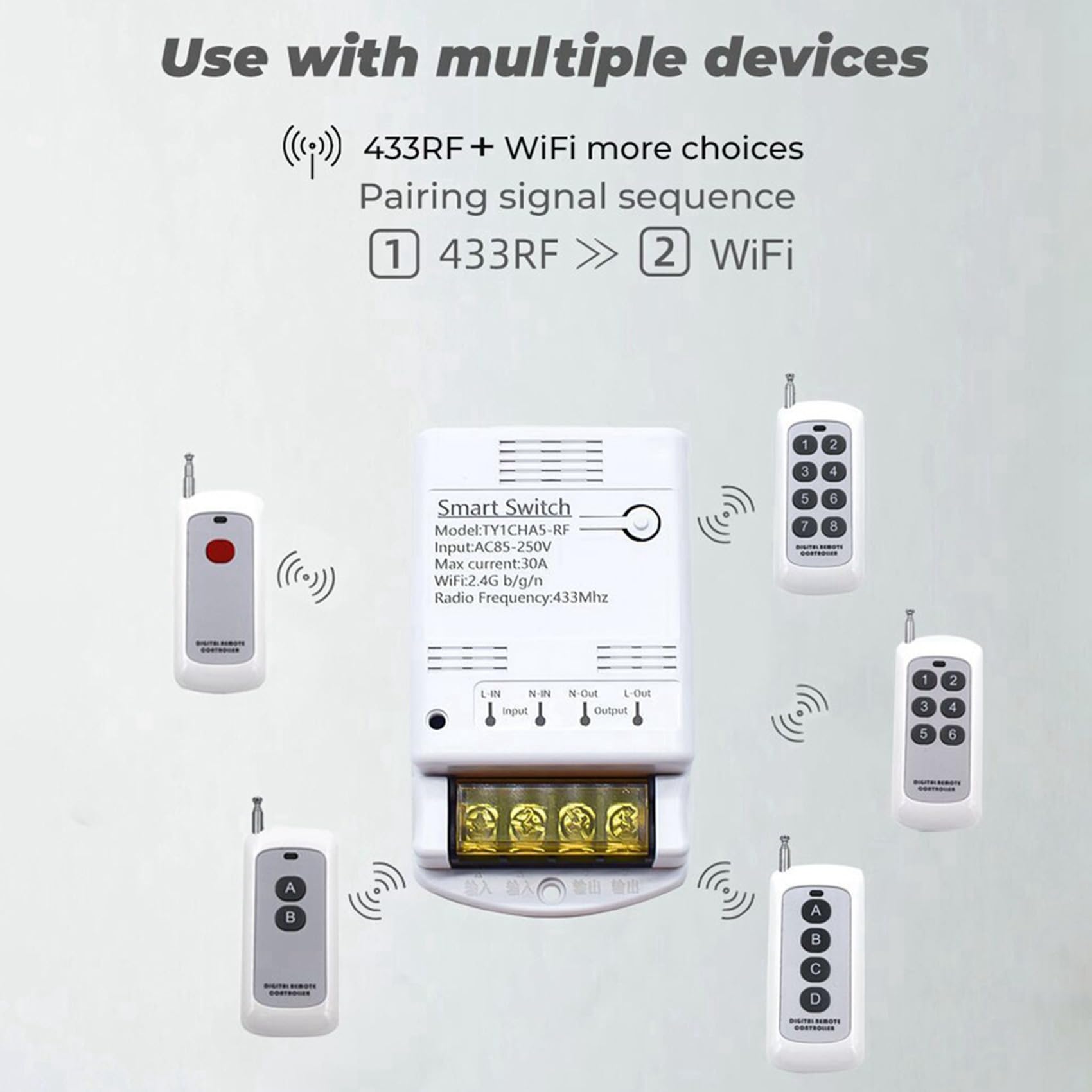 3X Tuya Wifi 30A Módulo de Relé 85-250V Interruptor Inteligente DIY 433MHZ Controlador APP Voice Relay Timer Control Remoto