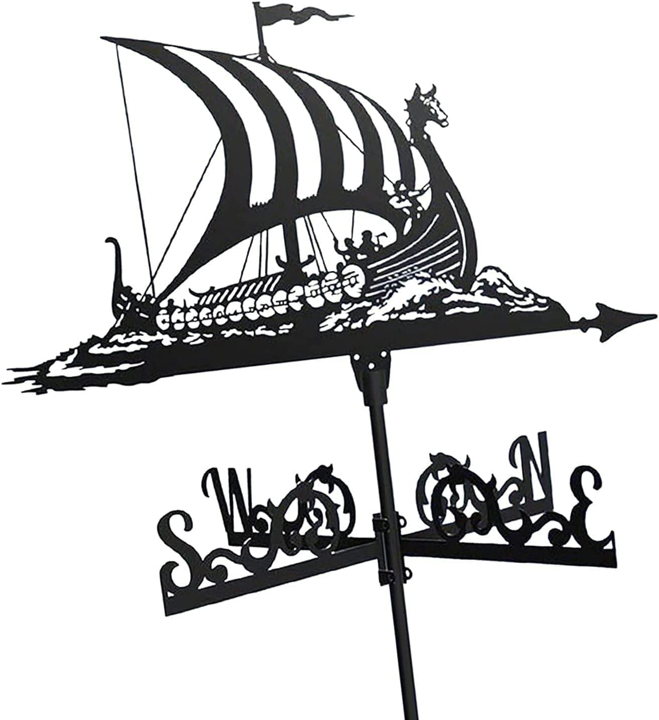 Klonwg Black Weather Vane Outdoor Weathervane Metal Weather Vane Garden Stake, Retro Farm Scene Decorative Wind Direction Indicator Kit For House, Garage