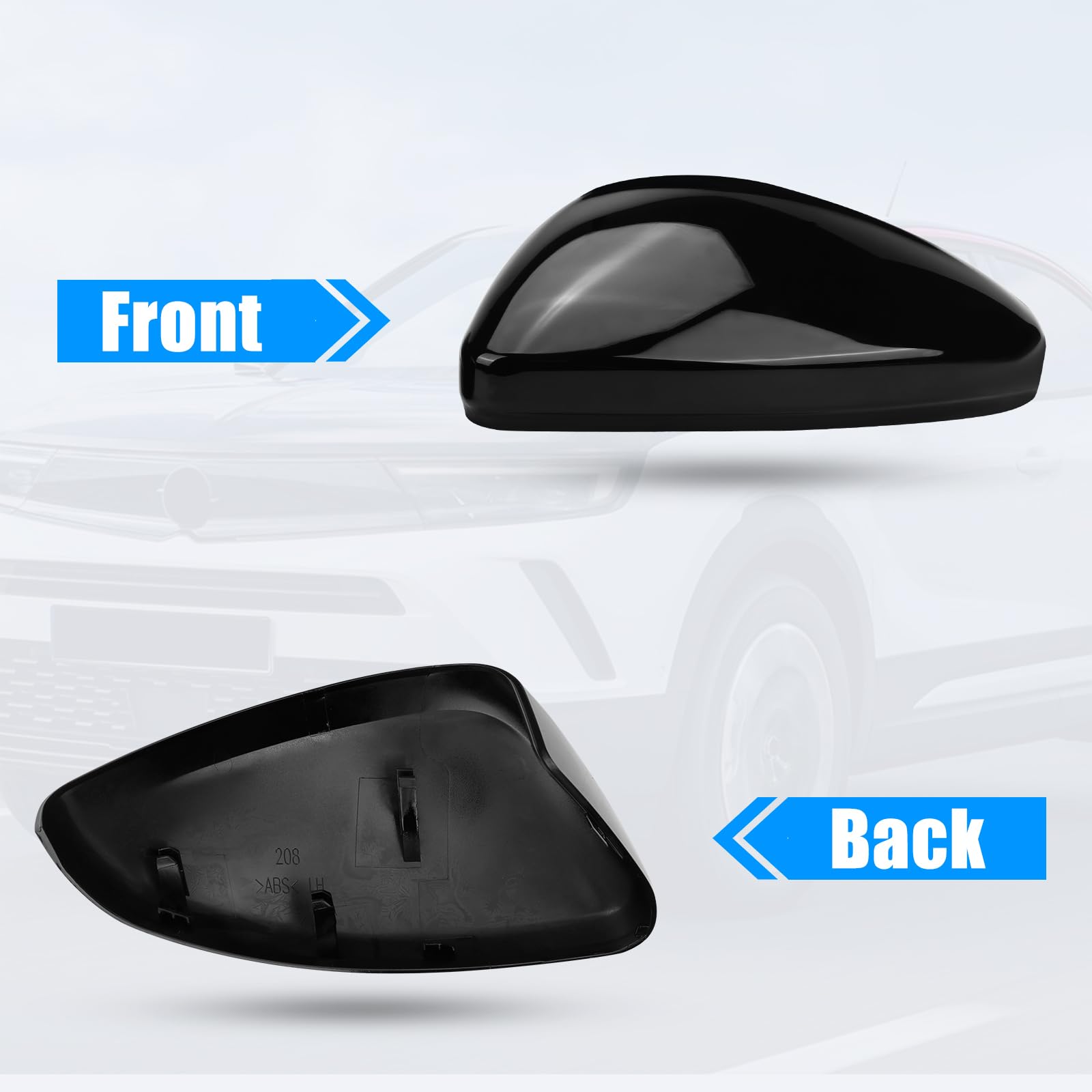Oplatool 1 Paio Copri Specchietto Retrovisore Auto per O-pel Corsa F 2019-2025, Peugeot 208 508 2008 2019-2025, Tappo Copri Specchietto Retrovisore Copertura per Specchietto Retrovisore