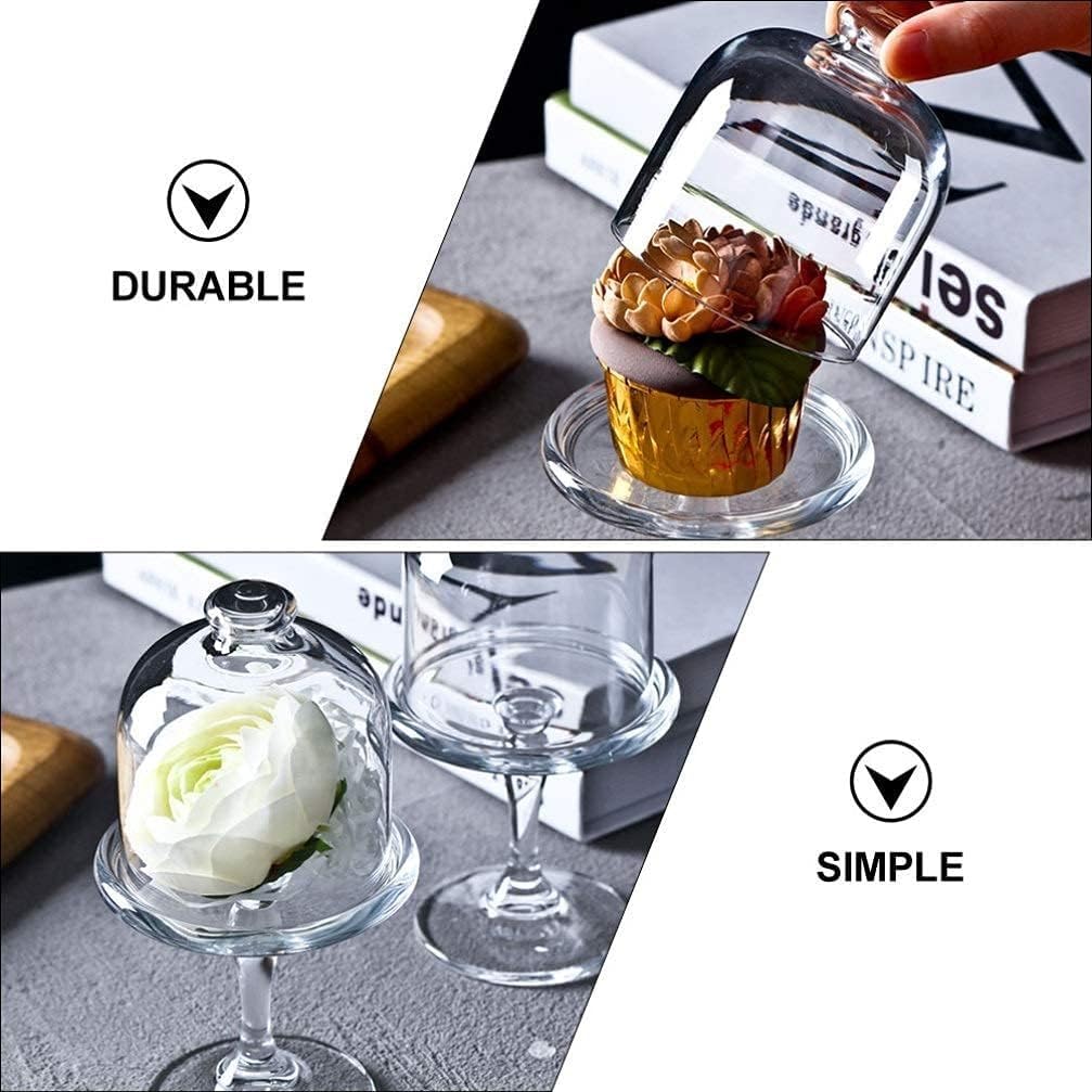 Bandeja de postre de cristal transparente con cubierta de cúpula, soporte multifuncional para exhibición de pasteles para uso doméstico