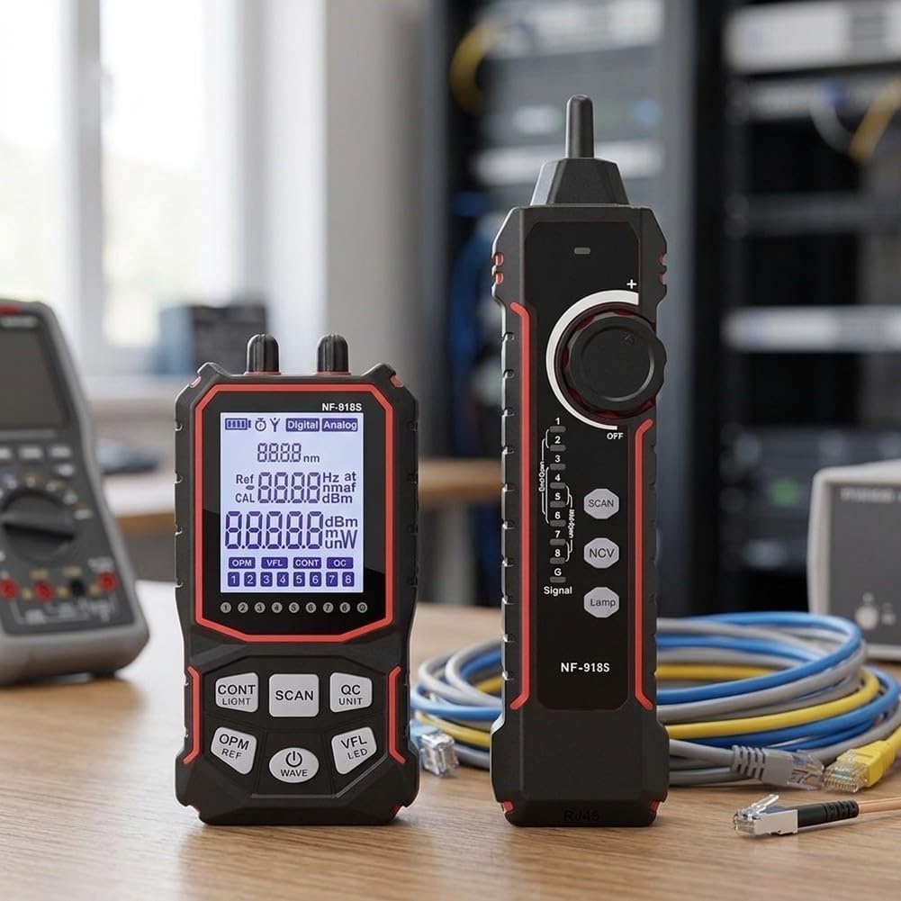 NF-918S Glasfasertester mit OPM & für vfl - PoE Spannungsprüfung für rj45 Kabeltester - 60V Schutz Typ-C