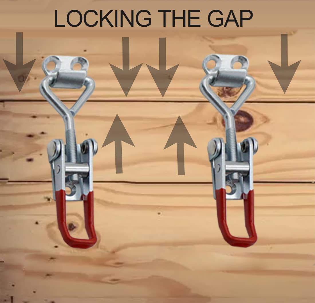 Toggle Latch Clamp 4002 Style,550Lbs Holding Capacity,Toggle Latches,Adjustable Heavy Duty Medium Latch for Smoker lid,ToolBox Cases and More (R4002-6PCS)