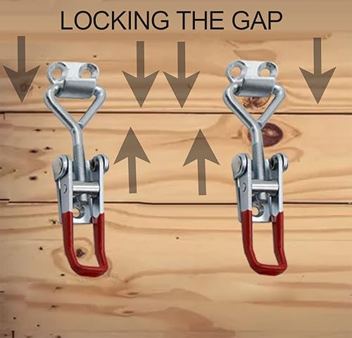 Miniatura 14 de Abrazadera de pestillo de palanca estilo 4002, capacidad de sujeción de 550 libras, pestillos de palanca con orificio de bloqueo, pestillo mediano