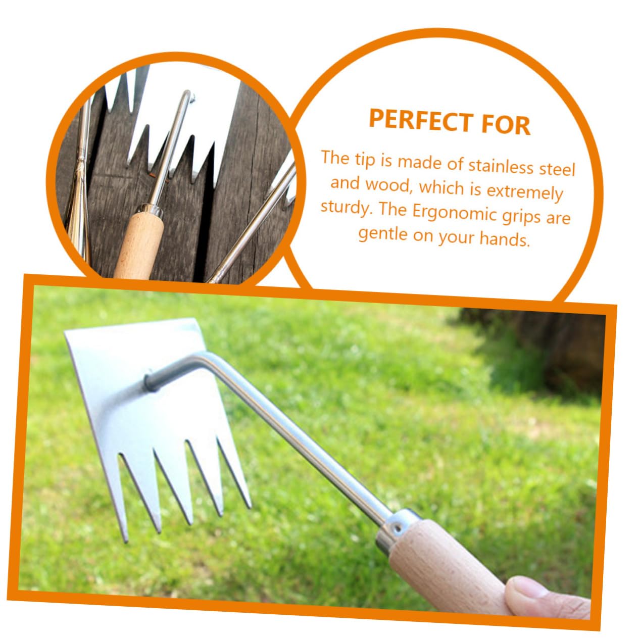 BESPORTBLE 3 Pz diserbante Manuale diserbo ergonomico rastrello per arbusti parà Forbice Giardinaggio Kit Giardinaggio diserbanti manuali Mano di Giardinaggio di Acciaio Inossidabile