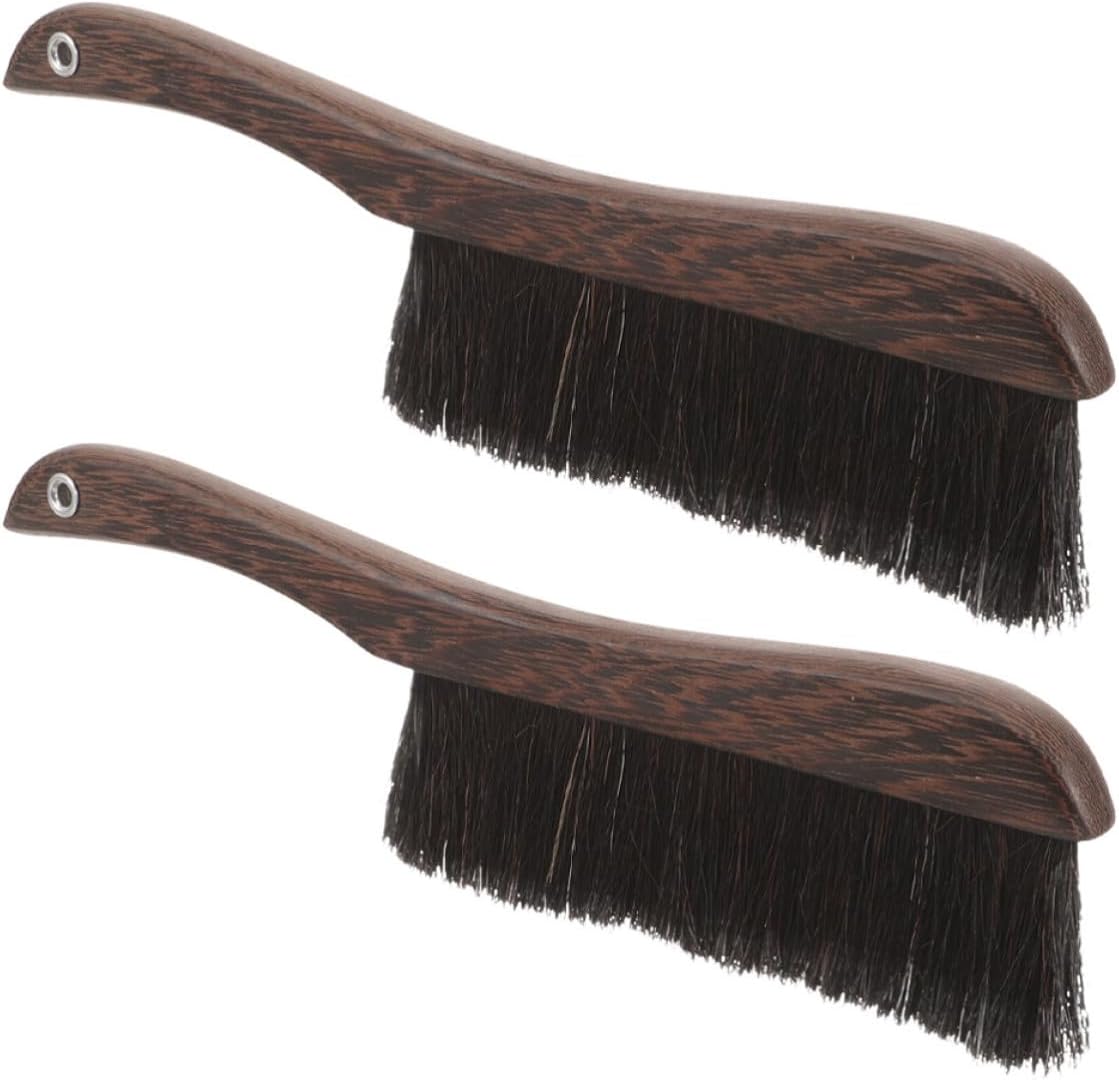 Homoyoyo 2pcs Soft Bristle Wooden Brush Set with Horse Tail Hair, Lightweight Handheld Instrument Brushes for Cleaning Musical Instrument Keyboards and Pianos in Homes and Laboratories