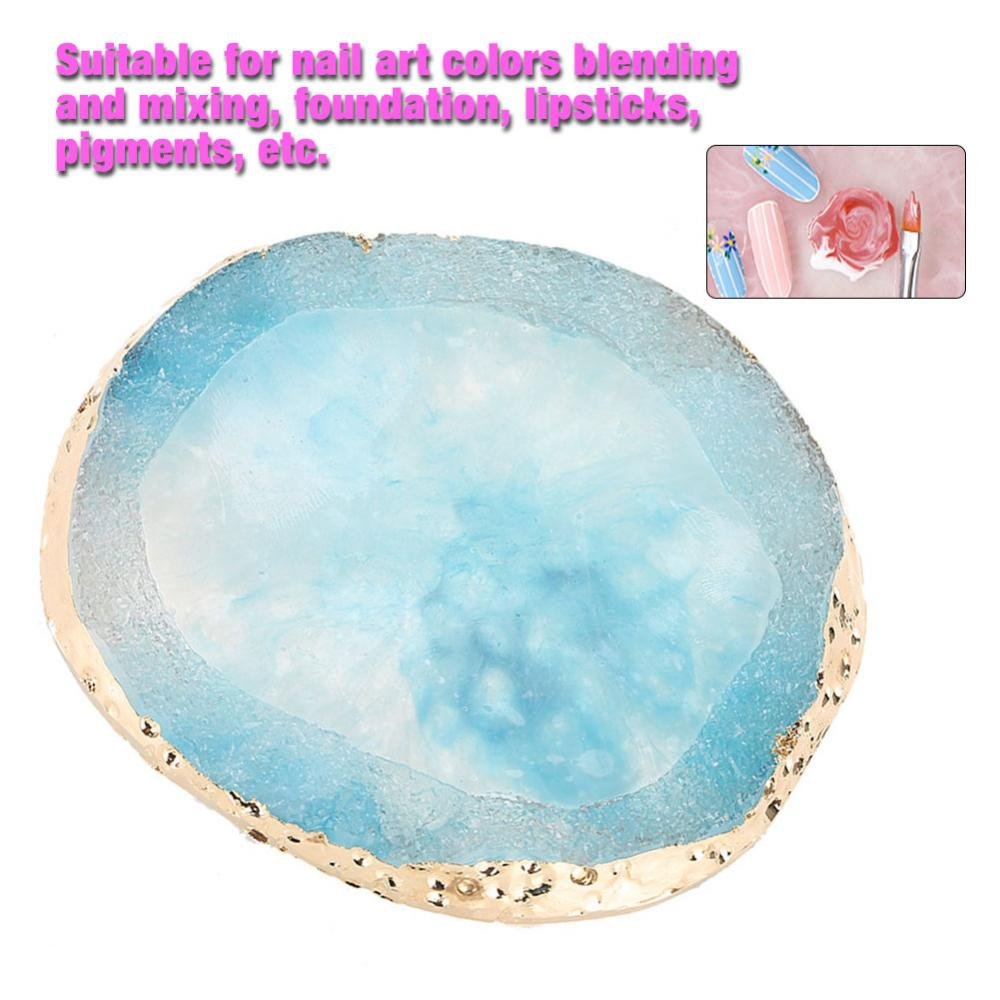 Palette en résine pour mélange de vernis à ongles, bordure dorée