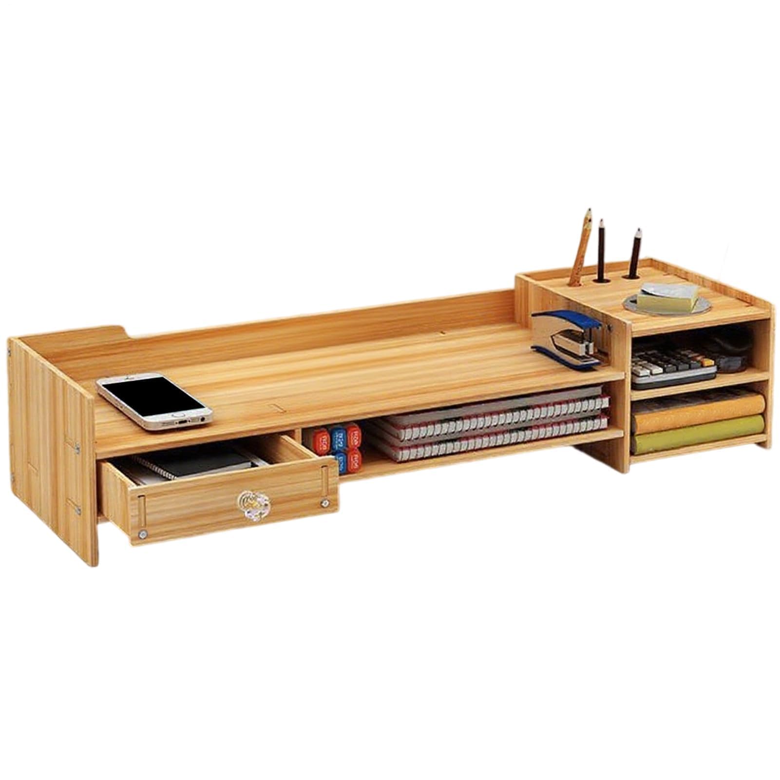 Supporto per monitor in legno, organizer salvaspazio da scrivania per laptop e PC, ideale per casa, ufficio e dormitorio, migliora l'efficienza dello spazio di lavoro