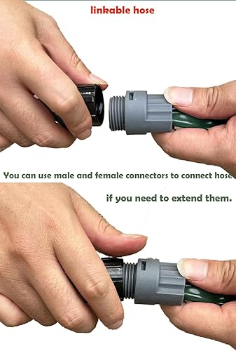 Miniatura 5 de Watoo Manguera de riego y manguera de remojo para patio, manguera de jardín plana reforzada de 25 pies con agujeros, manguera de riego de césped