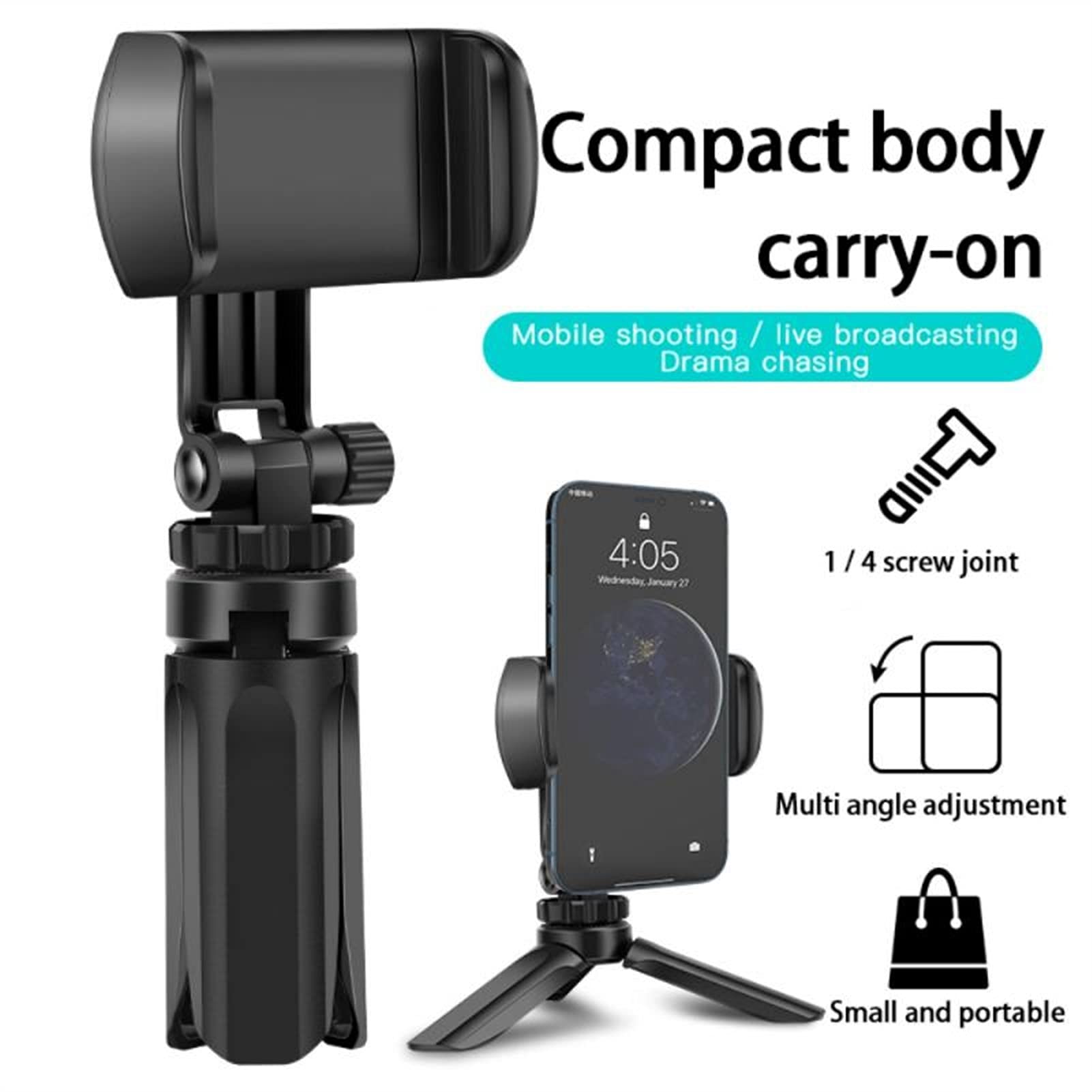 SCRUBY Treppiede portatile con rotazione del telefono, supporto pieghevole per treppiede per live treppiede per action camera per smartphone (verde)
