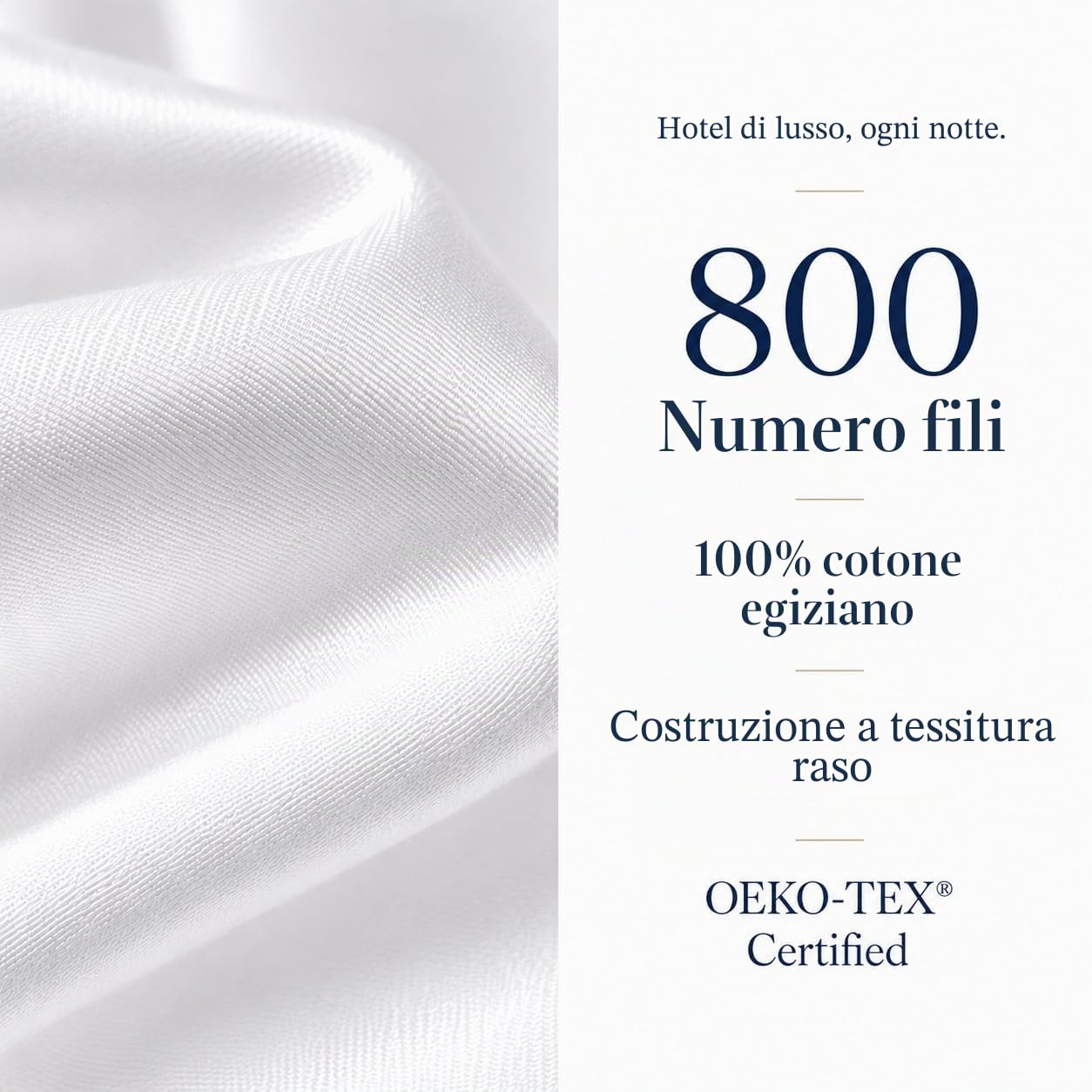 CHATEAU HOME COLLECTION Set di lenzuola per letto matrimoniale, in cotone egiziano a 800 fili, con tasca profonda, colore bianco