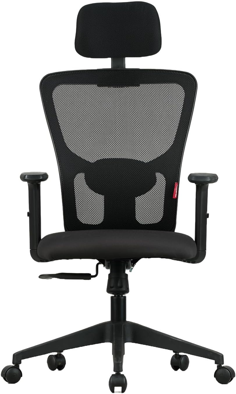 Featherlite ''Astro'' Mesh Home & Office Ergonomic Chair with, Adjustable Lumbar Support, Adjustable Armrest & DIY (High Back, Black)