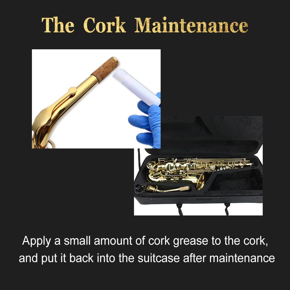 Saxofón alto E-plano, laca dorada con cuerpo de latón, incluye funda, boquilla, cañas, correa para el cuello y más, ideal para principiantes y principiantes (dorado)