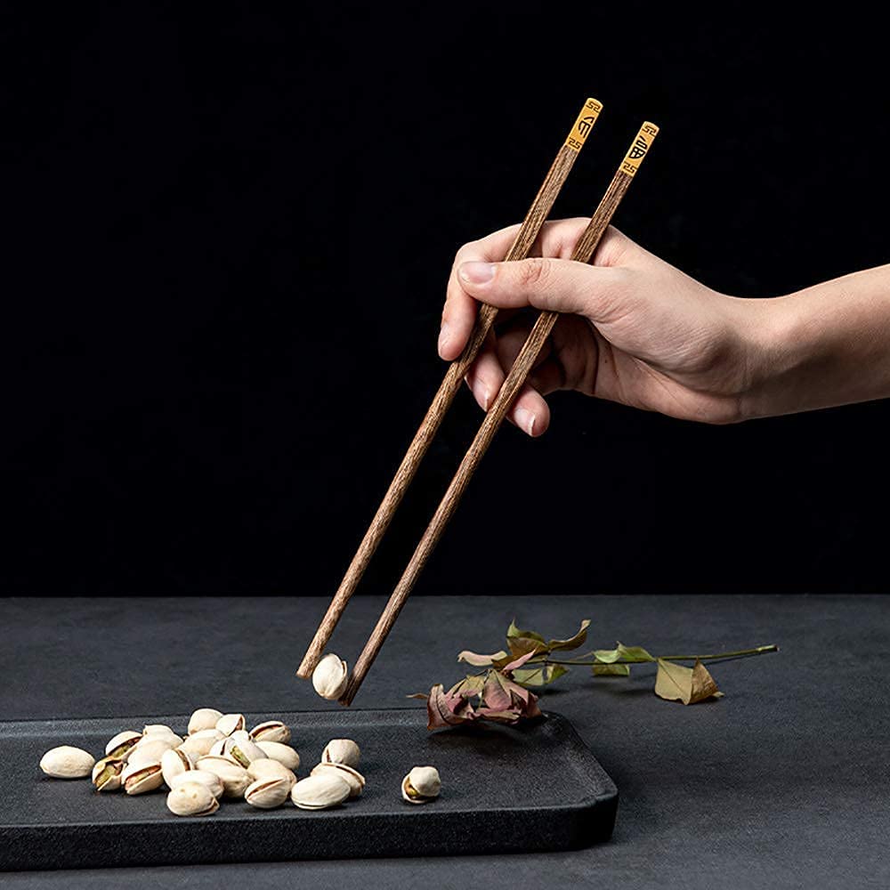 Baguettes japonaises réutilisables en métal, 10 Paires de Baguettes Naturelles réutilisables, Baguettes en Bois de Style Chinois, Coffret Cadeau pour Adultes et Enfants, Vaisselle