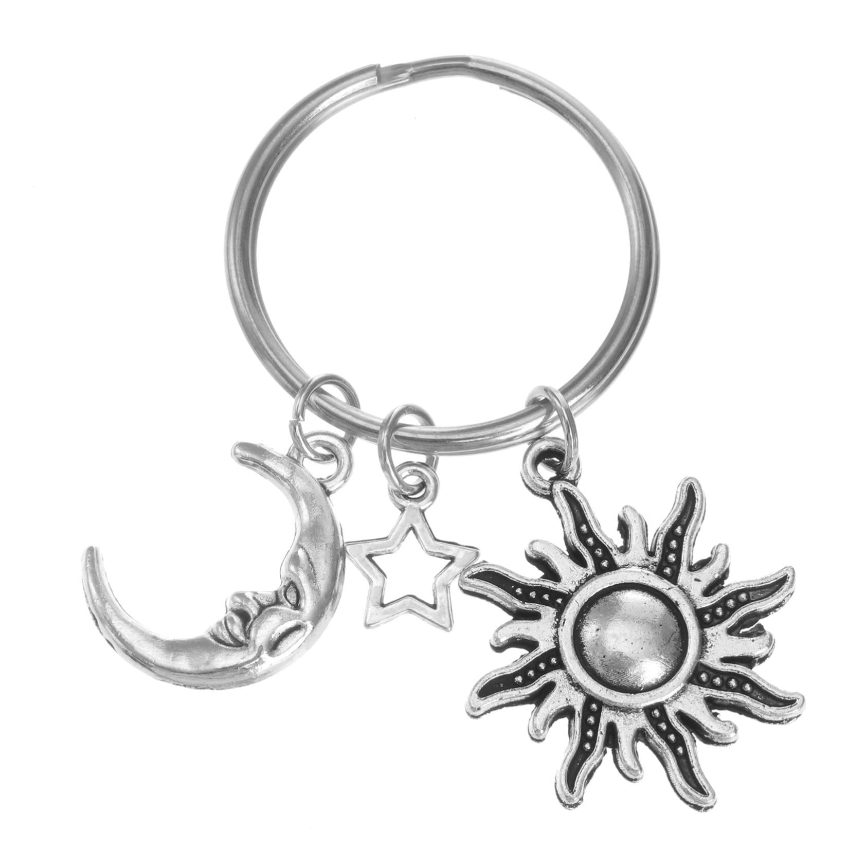 GALPADA portachiavi Accessori per appendere catena chiave Pendente mini etichette ciondolo lunare borse sacche car accessori chiave Ciondoli appesi Acciaio inossidabile Silver