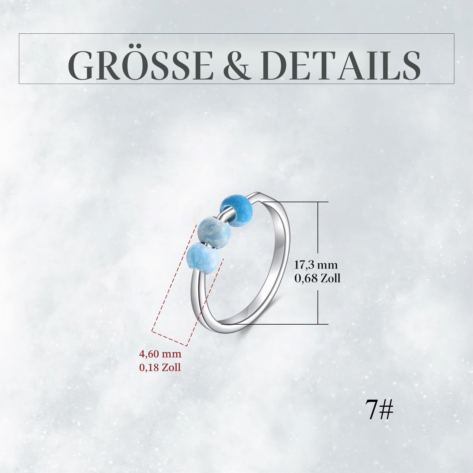 POPLYKE Larimar Zappelring für Frauen Sterling Silber Spinner Angst Ring Larimar Schmuck Geschenk für Frauen