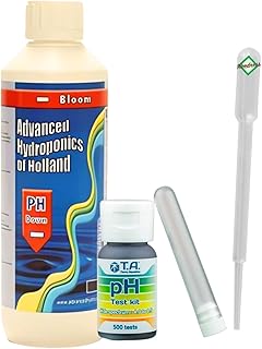 Weedness Advanced Hydroponics pH-Minus 500 ml Blüte + pH tester - ph-senker Heber Dünger Pflanzen Grow Anbau Indoor Down Granulat Tomaten Rasen Orchideen