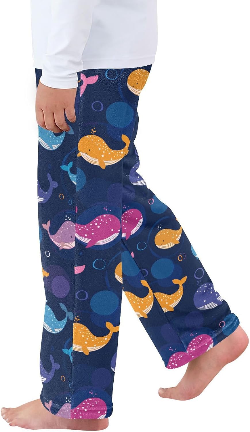 Colorful Whale Dolphin Dot Boys Pants for Kids Fleece Bottoms Long Jogger Pants Trousers with Pockets Size 6-14Y