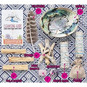Home cleansing smudging kit with white sage palo santo abalone stand smudge feather guide smudge kit with sage smudge sticks  urban country home decor