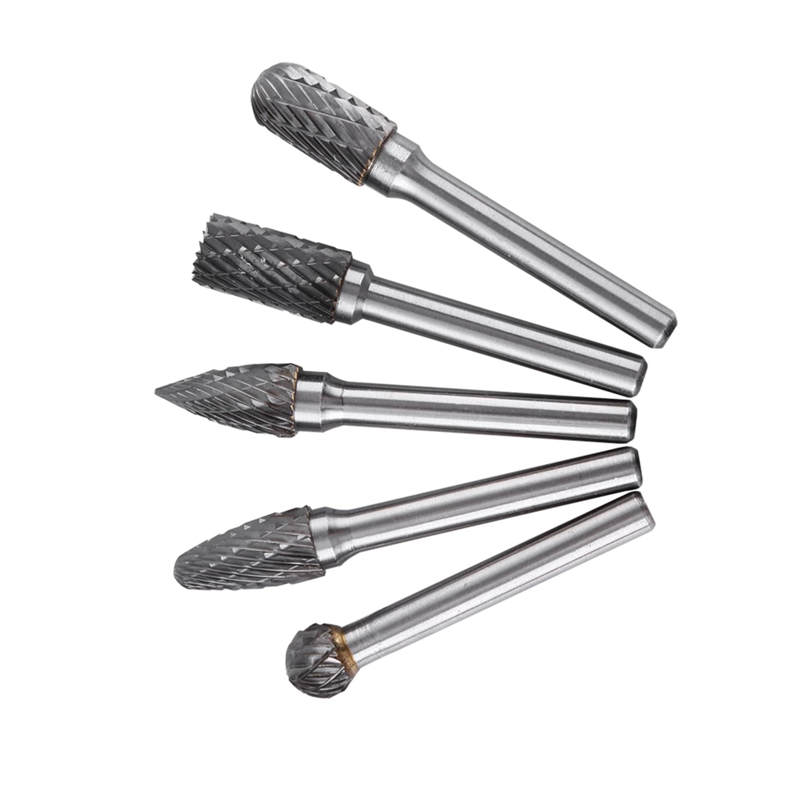 5 pezzi di mole abrasive in acciaio al tungsteno, kit di punte da taglio rotative con gambo da 6 mm e testa da 10 mm per smerigliatrici a stampo, mole rotative in carburo per intag