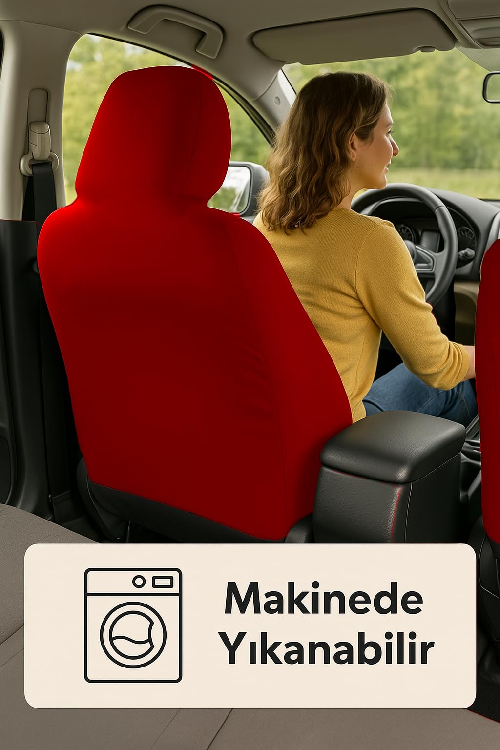 Aracınız için özel olarak tasarlanan Volvo ile uyumlu oto koltuk kılıfı ile sürüş Kırmızı