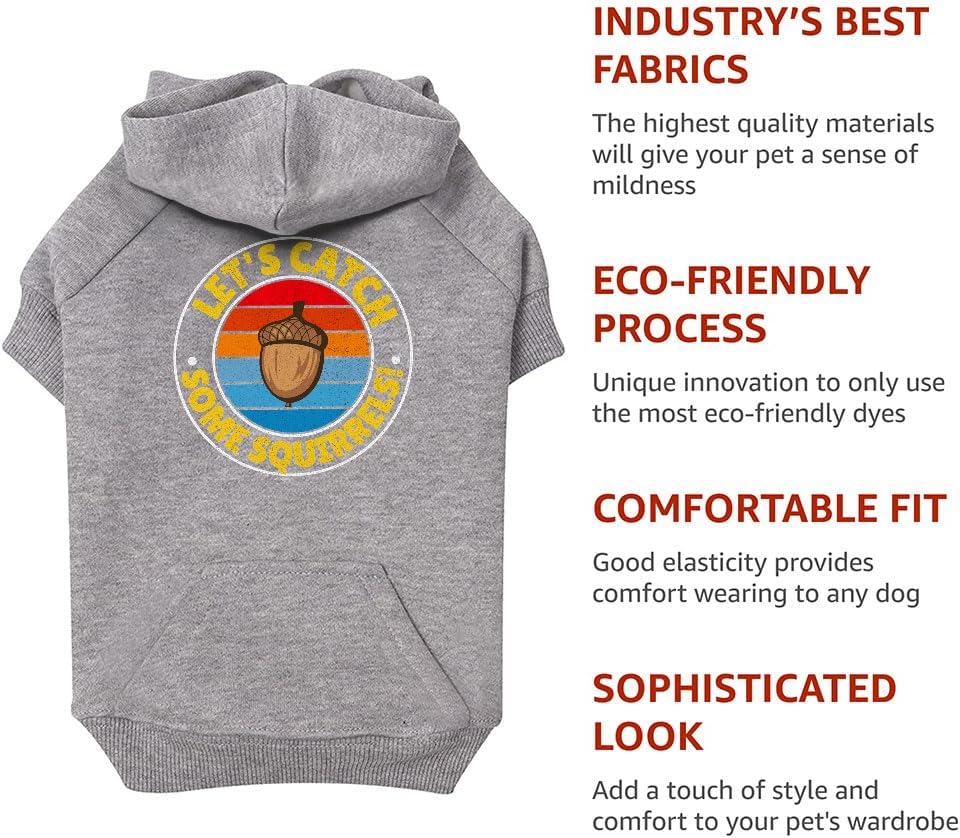 Let's Catch Some Squirrels Dog Hoodie with Pocket - Pet Accessories - Items for Pets - Gray, 2XL