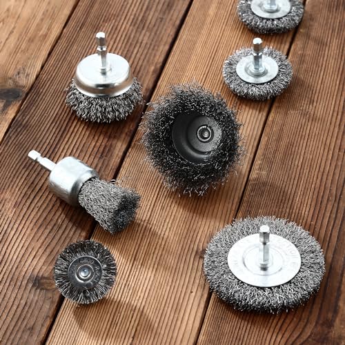 14 Stück Drahtbürste Bohrmaschine,6mm Stahlbürste Akkuschrauber Set,für Akkuschrauber, Zum Polieren, Schleifen, Entrosten und Entgraten
