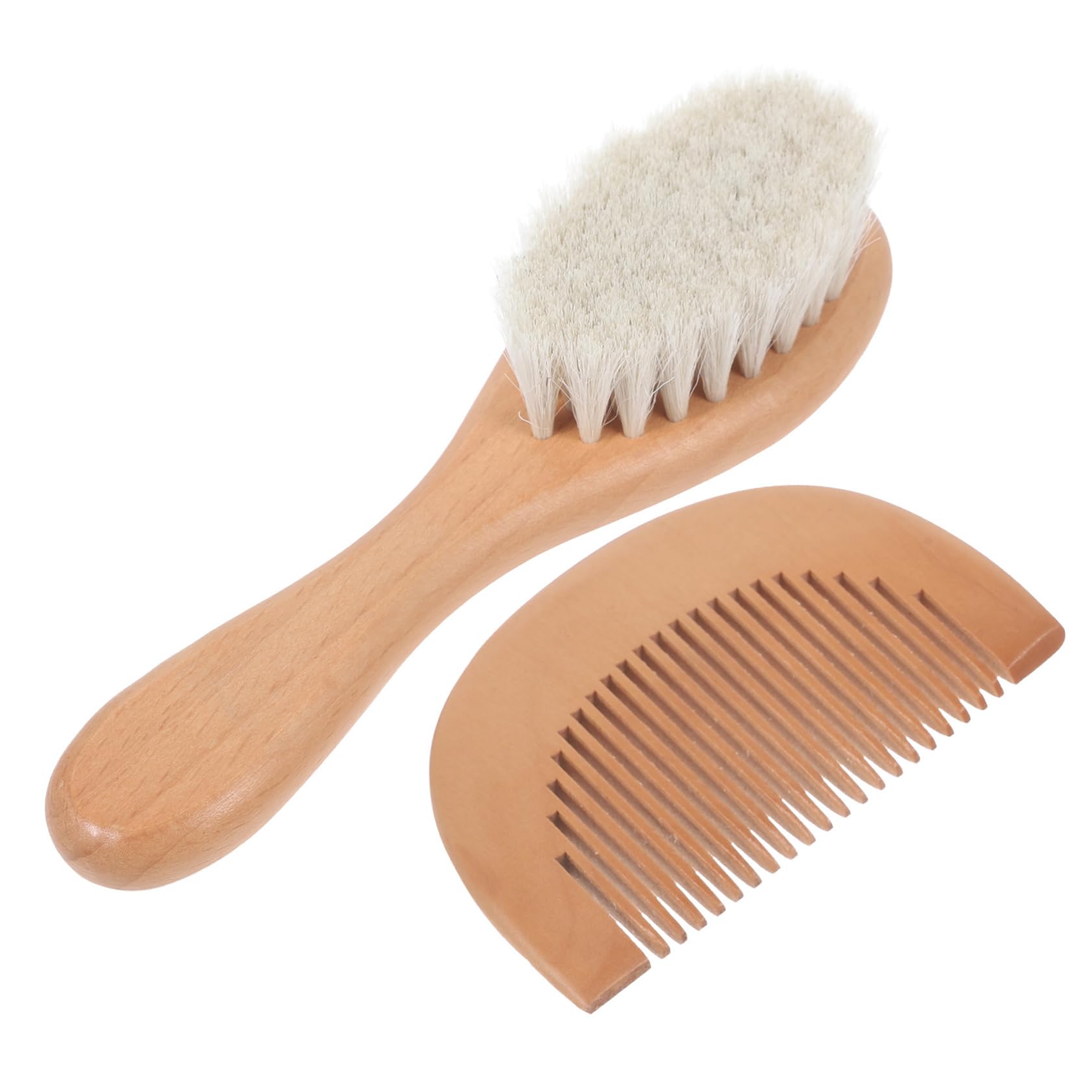 Baluue Baby Hair Tools Simple Set 2pcs Brush Comb Bathing Brush for Baby Wooden Comb for Daily Use