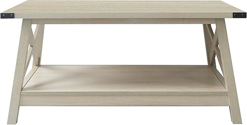 Miniatura 4 de Rainbow Sophia Mesa de centro de granja con protección de esquina, 40 pulgadas, roble blanco