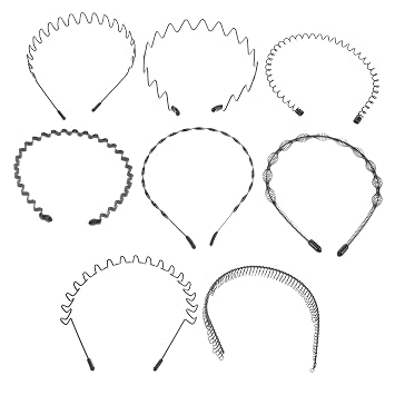 8pcs Unisex Metal Headbands Wavy Hair Bands Non Slip Elastic Headwear for Men Women Fashion Headbands for Sports Parties Everyday