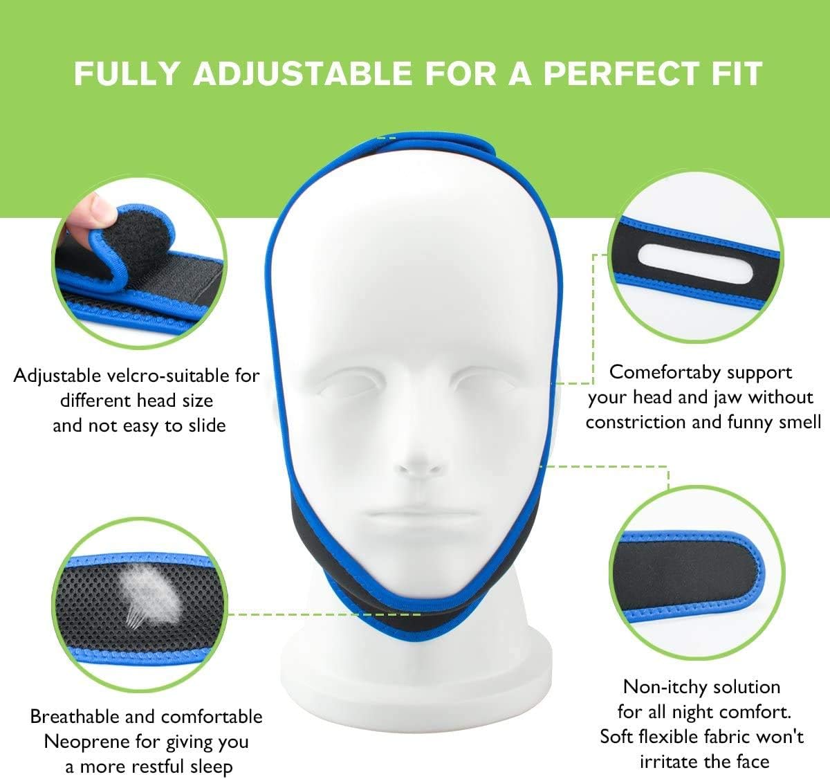 Anti Snoring Chin Straps,Ajustable Stop Snoring Solution Snore Reduction Sleep Aids,Anti Snoring Devices Snore Stopper Chin Straps for Men Women Snoring Sleeping Mouth Breather