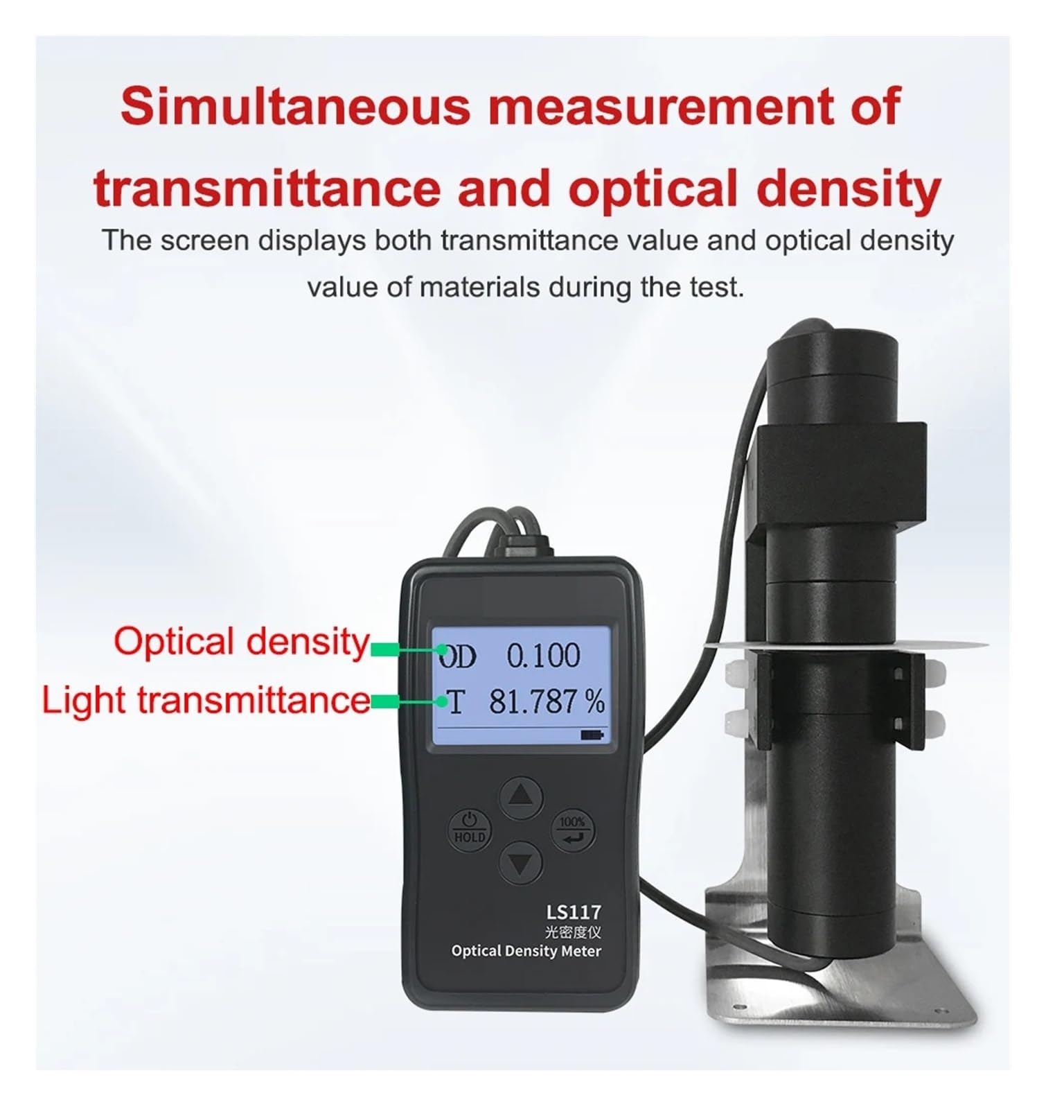 LS117 Optisches Dichtemessgerät 380 nm–760 nm for Transmissions-OD-Tests Einfache Bedienung | Aluminiumbeschichtete Folie, durchscheinende, undurchsichtige, mattierte Materialien