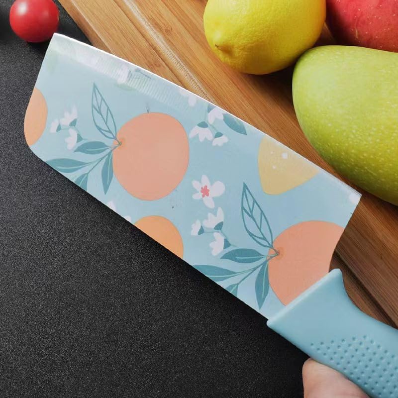 Netram Store Professional Chef Butcher Cleaver Knife Made of Stainless Steel with Ergonomic Handle for Chopping Meat, Fish, and Vegetables (Medium Blue) 1