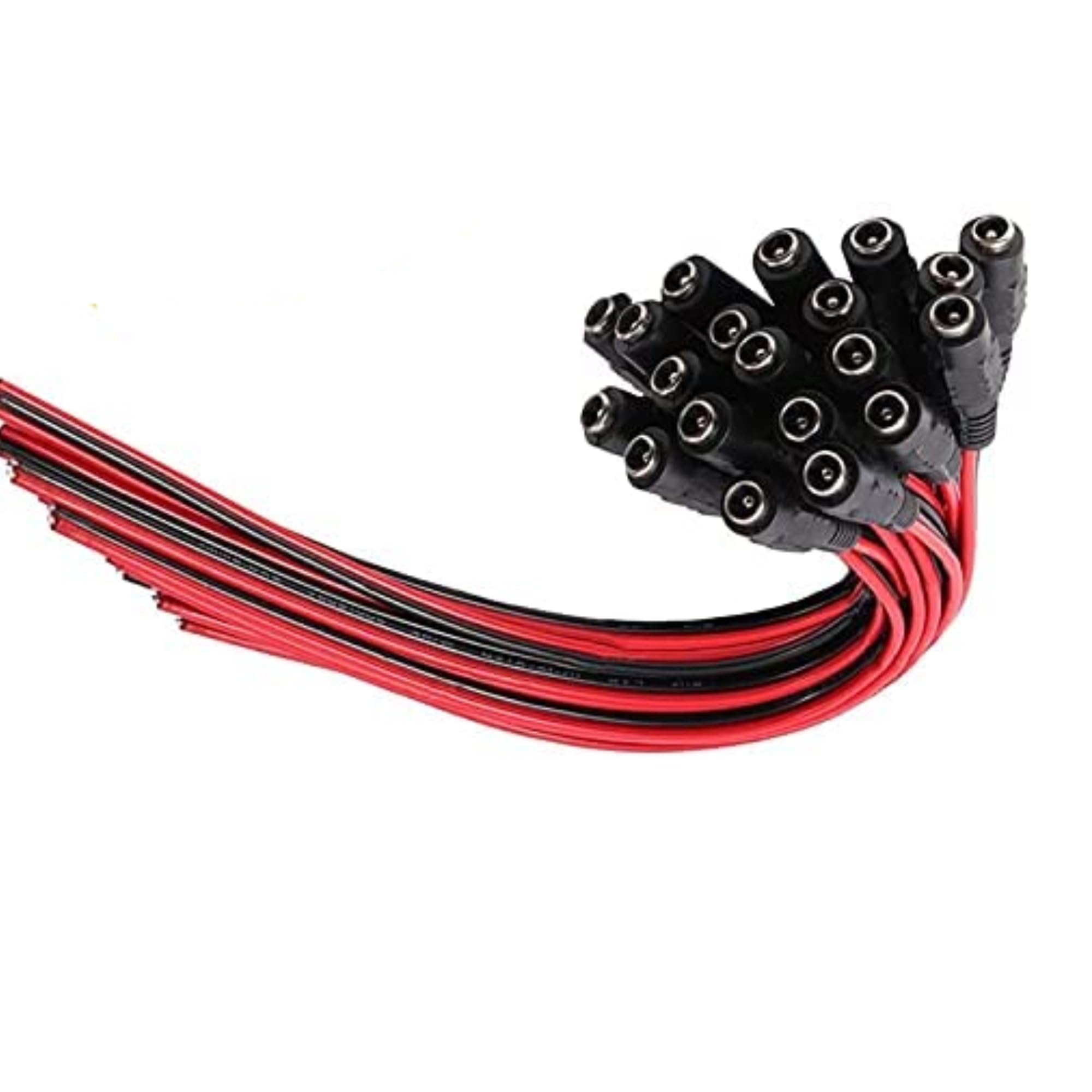 Speedio DC Power Pigtail Female Connector 2.1mm x 5.5mm | 12V DC Barrel Plug Wire for CCTV Camera, DVR, LED Strip, Router, Security & Low Voltage Devices - Pack of 10-image-49