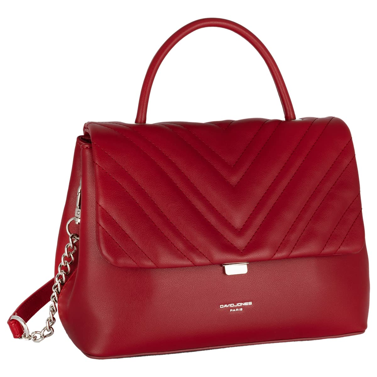 David Jones - Bolso Bandolera Mujer - Bolso de Mano Hombro Piel Cuero PU Acolchado - Satchel Bolsos de Hombro - Mensajero Crossbody Bag - Asa Superior Moda Señora - Rojo