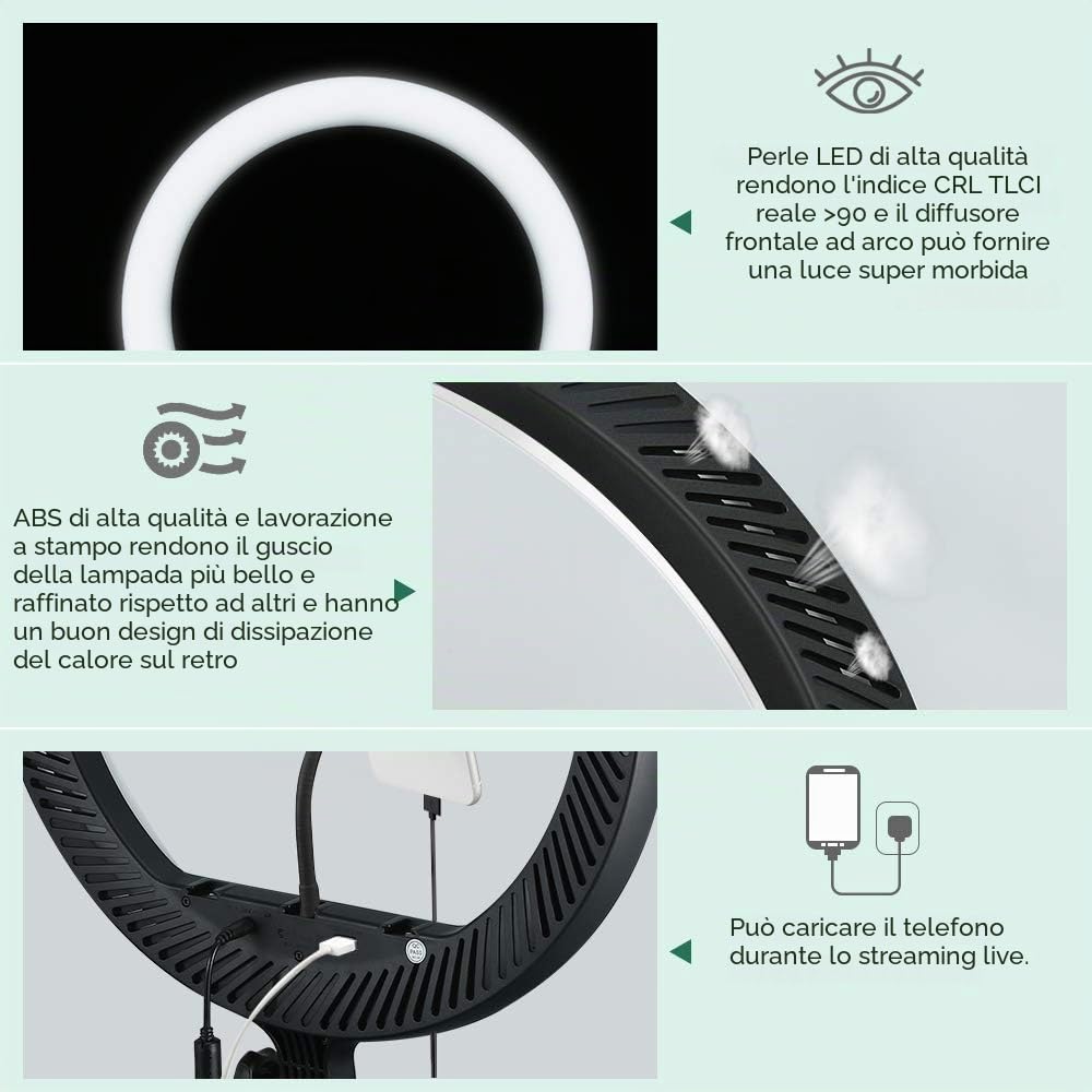 Godox LR150 - Kit di luci ad anello LED 18 pollici 38W bicolore 3000K-6000K per selfie ad anello Diammable CRI 90+